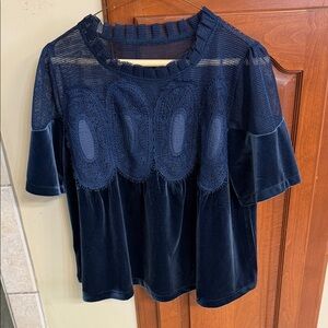 Elegant Navy Blue Lace Top